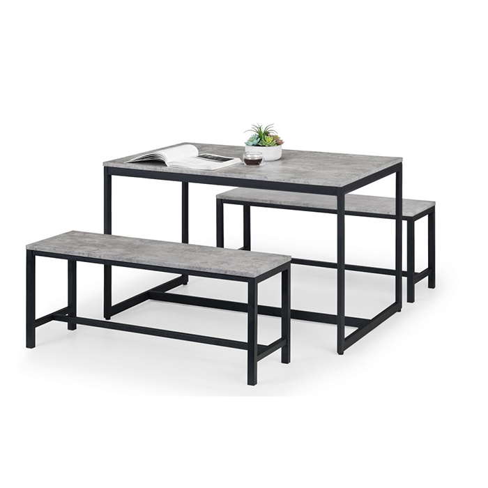 Staten Concrete Effect Bench Dining Set - Click Image to Close